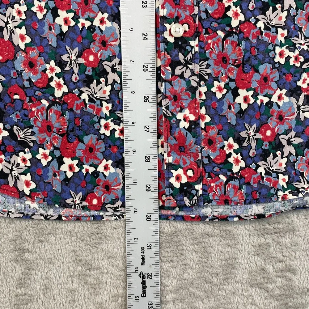 J.CREW Poplin Shirt Men Large Multi Floral Secret Wash Organic Stretch SS‎ NWOT